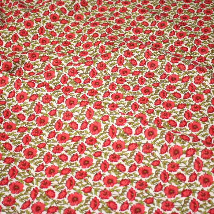 Tissu popeline coton aux petits coquelicots - OEKO-TEX