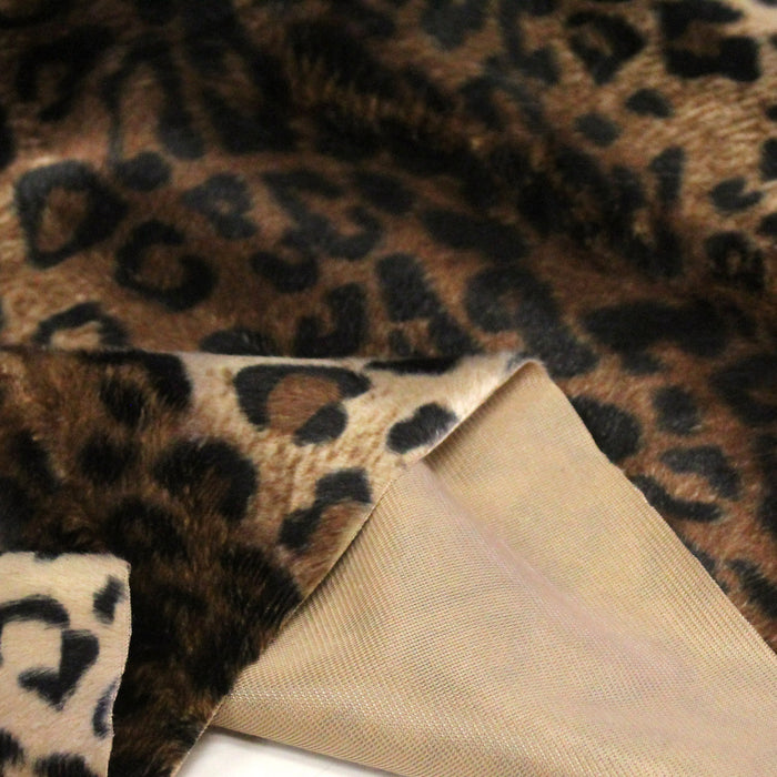 Tissu Velours imprimé motif LEOPARD aux couleurs fauves