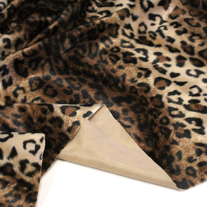 Tissu Velours imprimé motif LEOPARD aux couleurs fauves