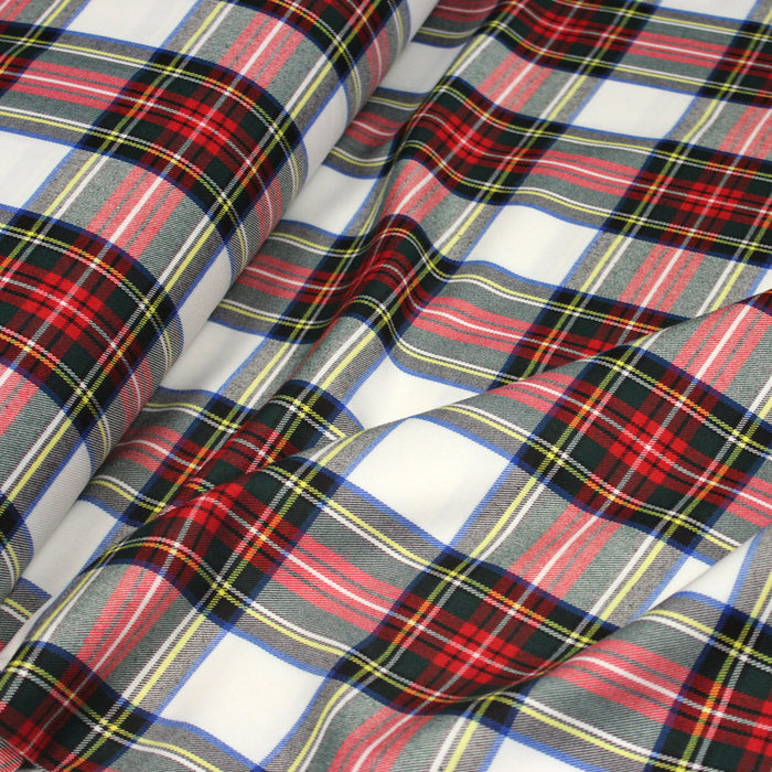 Tissu habillement Tartan motif traditionnel rouge, blanc, jaune, noir et vert - OEKO-TEX®