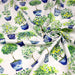 Tissu gabardine coton imprimée Citrons & citronniers, pots faïence bleue - ON DESTOCKE ! - TissusPapi.com