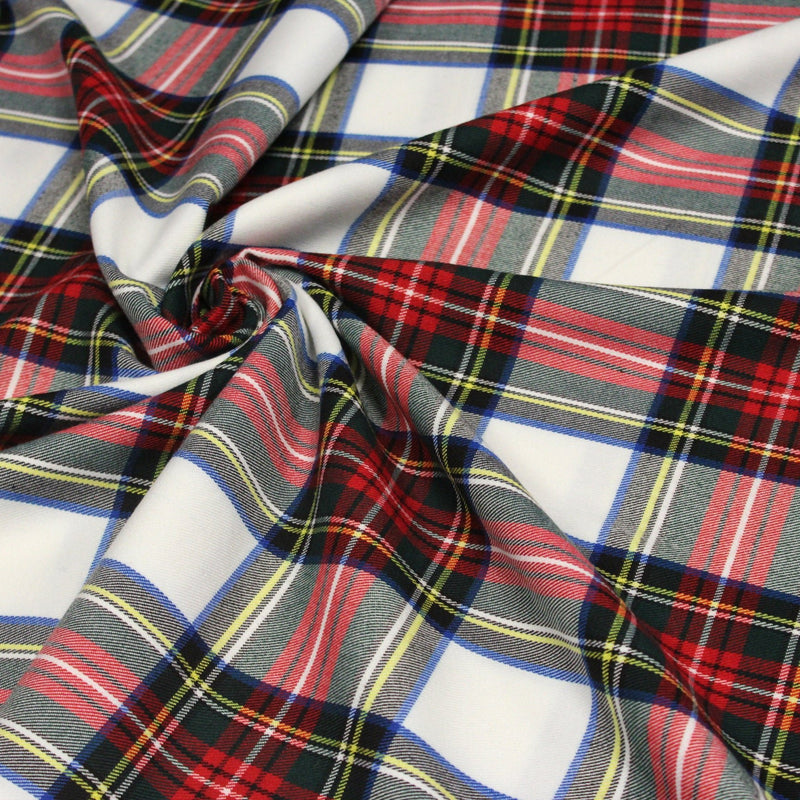 Tissu habillement Tartan motif traditionnel rouge, blanc, jaune, noir et vert - OEKO - TEX - TissusPapi.com