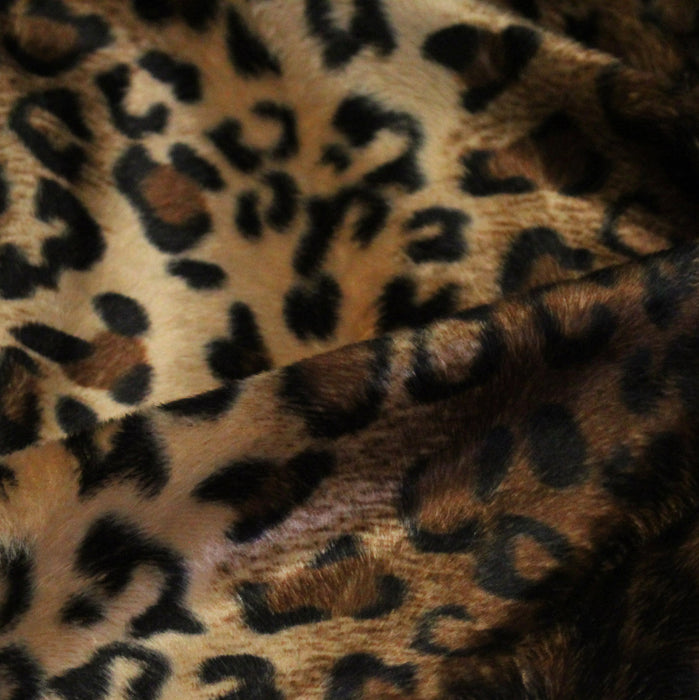 Tissu Velours imprimé motif LEOPARD aux couleurs fauves