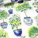Tissu gabardine coton imprimée Citrons & citronniers, pots faïence bleue - ON DESTOCKE ! - TissusPapi.com