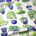 Tissu gabardine coton imprimée Citrons & citronniers, pots faïence bleue - ON DESTOCKE ! - TissusPapi.com