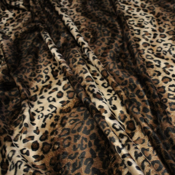 Tissu Velours imprimé motif LEOPARD aux couleurs fauves