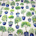Tissu gabardine coton imprimée Citrons & citronniers, pots faïence bleue - ON DESTOCKE ! - TissusPapi.com