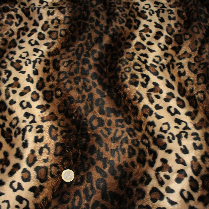 Tissu Velours imprimé motif LEOPARD aux couleurs fauves