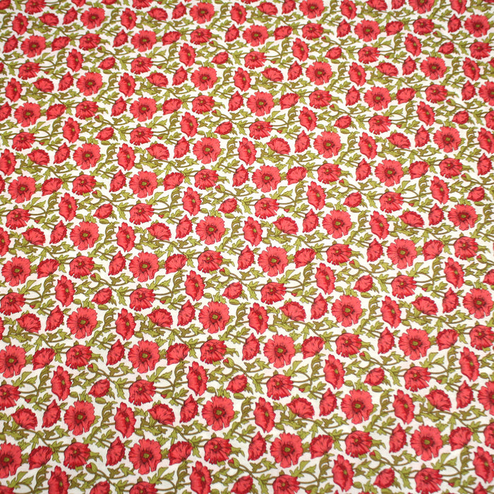 Tissu popeline coton aux petits coquelicots - OEKO-TEX