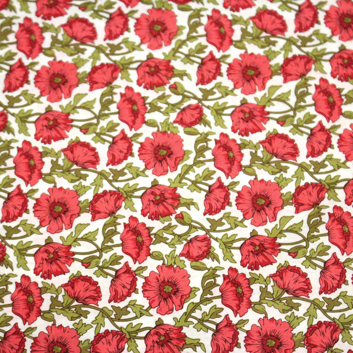 Tissu popeline coton aux petits coquelicots - OEKO-TEX