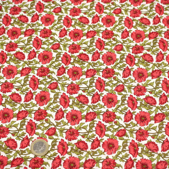 Tissu popeline coton aux petits coquelicots - OEKO-TEX