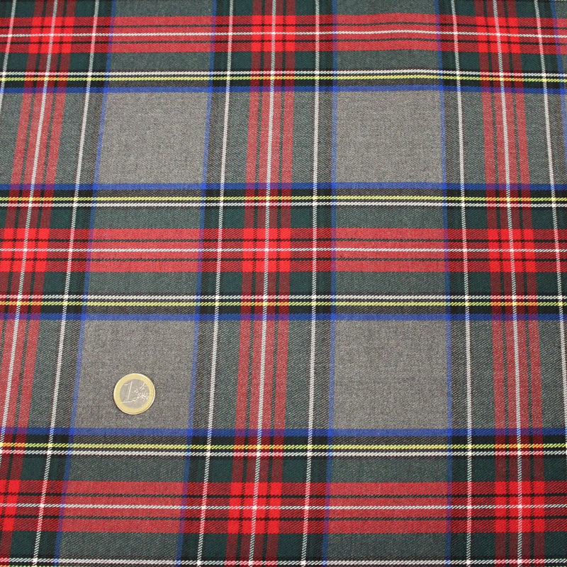 Tissu habillement Tartan motif traditionnel rouge, gris, jaune, noir et vert - OEKO - TEX® - TissusPapi.com