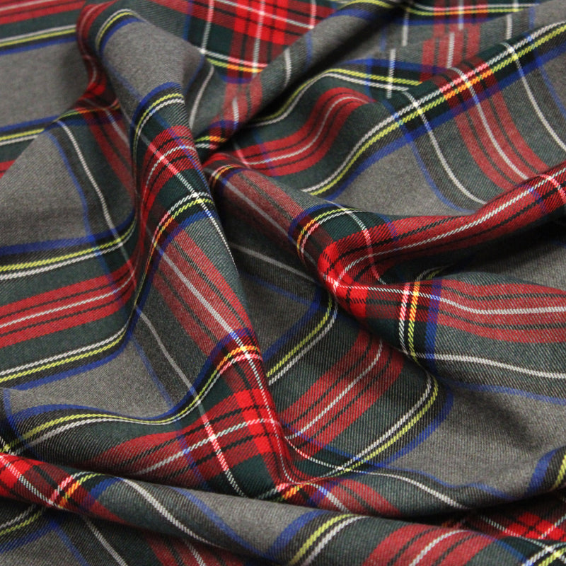 Tissu habillement Tartan motif traditionnel rouge, gris, jaune, noir et vert - OEKO - TEX® - TissusPapi.com