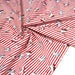 Tissu popeline coton, roller quad / patins à roulette & rayures blanches et rouges - TissusPapi.com