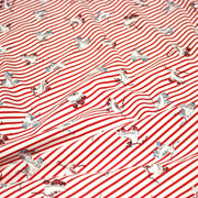Tissu popeline coton, roller quad / patins à roulette & rayures blanches et rouges - TissusPapi.com