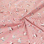 Tissu popeline coton, roller quad / patins à roulette & rayures blanches et rouges - TissusPapi.com