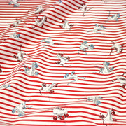 Tissu popeline coton, roller quad / patins à roulette & rayures blanches et rouges - TissusPapi.com
