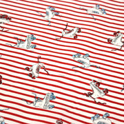 Tissu popeline coton, roller quad / patins à roulette & rayures blanches et rouges - TissusPapi.com