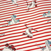 Tissu popeline coton, roller quad / patins à roulette & rayures blanches et rouges - TissusPapi.com