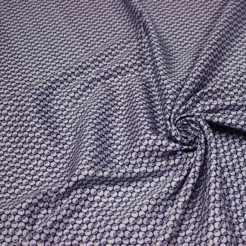 Tissu popeline coton, motif japonais KURUMA aux cercles bleu indigo - TissusPapi.com