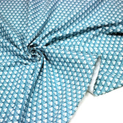 Tissu popeline coton, fleurs stylisées vert céladon et blanc - TissusPapi.com