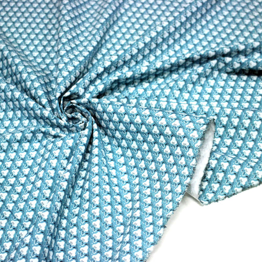 Tissu popeline coton, fleurs stylisées vert céladon et blanc - TissusPapi.com