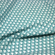 Tissu popeline coton, fleurs stylisées vert céladon et blanc - TissusPapi.com