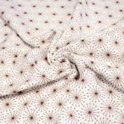 Tissu de Noël cotonnade aux étoiles vertes et rouges, fond blanc - TissusPapi.com