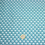 Tissu popeline coton, fleurs stylisées vert céladon et blanc - TissusPapi.com