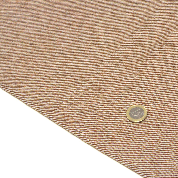 Tissu lainage aux fines rayures caramel et écrues - Fabrication italienne