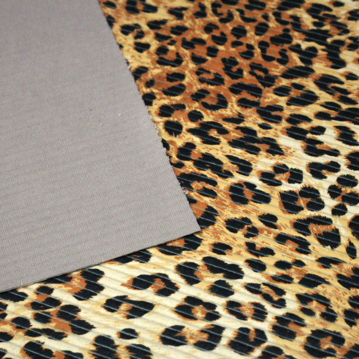 Tissu velours grosses côtes côtelé imprimé LEOPARD - OEKO-TEX