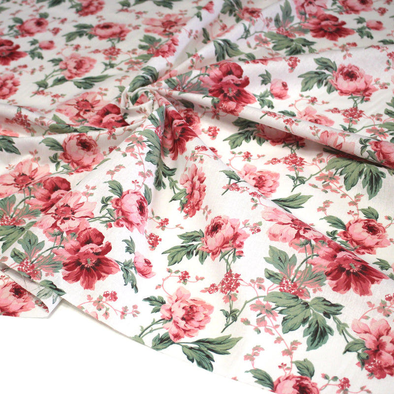 Tissu cotonnade ROSEWOOD, motif britannique fleuri, nombreuses couleurs - OEKO - TEX STANDARD 100 - TissusPapi.com