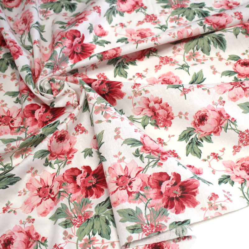 Tissu cotonnade ROSEWOOD, motif britannique fleuri, nombreuses couleurs - OEKO - TEX STANDARD 100 - TissusPapi.com
