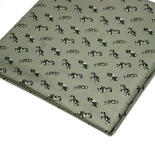 Tissu popeline coton aux petites voitures ancienne, fond vert kaki - TissusPapi.com