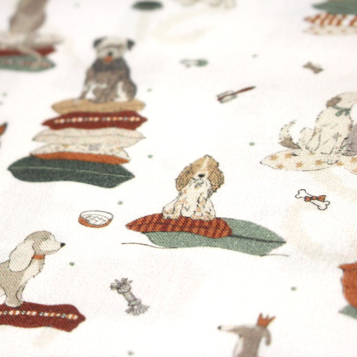 Tissu cotonnade, blanc aux chiens, collection AUTOMNE - STANDARD 100 OEKO-TEX