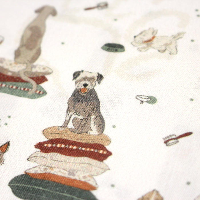 Tissu cotonnade, blanc aux chiens, collection AUTOMNE - STANDARD 100 OEKO-TEX