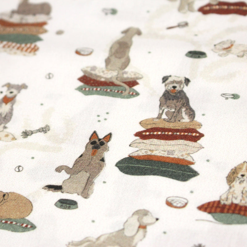 Tissu cotonnade, blanc aux chiens, collection AUTOMNE - STANDARD 100 OEKO - TEX - TissusPapi.com