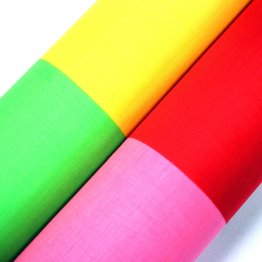 Tissu cotonnade bicolore uni : moitié jaune/moitié verte ou moitié rose/moitié rouge - TissusPapi.com