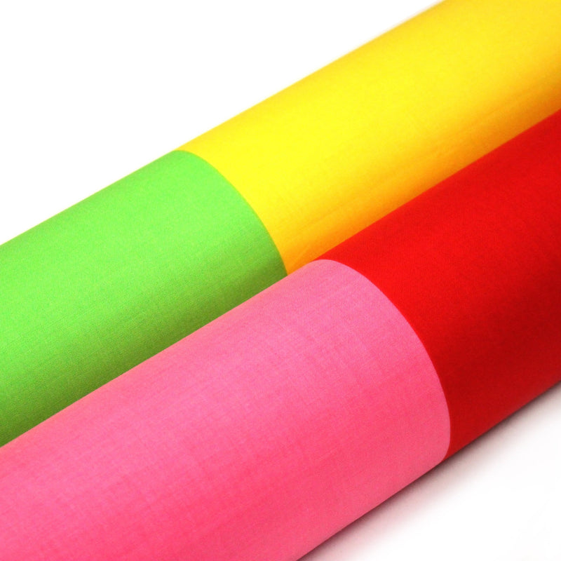 Tissu cotonnade bicolore uni : moitié jaune/moitié verte ou moitié rose/moitié rouge - TissusPapi.com