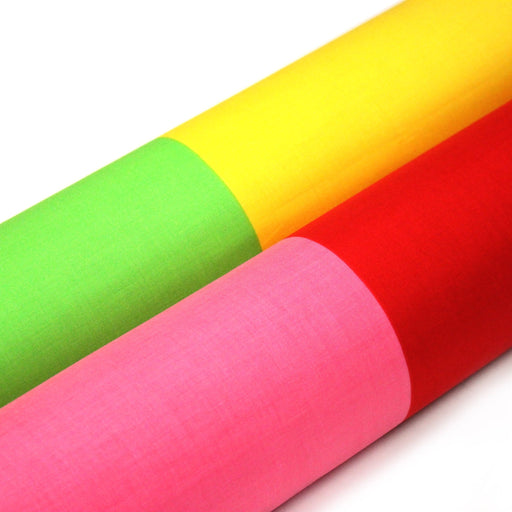 Tissu cotonnade bicolore uni : moitié jaune/moitié verte ou moitié rose/moitié rouge - TissusPapi.com