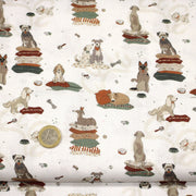 Tissu cotonnade, blanc aux chiens, collection AUTOMNE - STANDARD 100 OEKO - TEX - TissusPapi.com