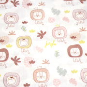 Tissu cotonnade, blanc motif tropical enfant aux têtes de lion dessinées - STANDARD 100 OEKO - TEX - TissusPapi.com