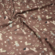Tissu cotonnade, les animaux à la ferme, fond marron, collection AUTOMNE - STANDARD 100 OEKO - TEX - TissusPapi.com
