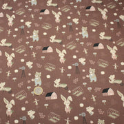 Tissu cotonnade, les animaux à la ferme, fond marron, collection AUTOMNE - STANDARD 100 OEKO - TEX - TissusPapi.com