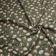 Tissu cotonnade vert anglais aux têtes de jolis chiens, collection AUTOMNE - STANDARD 100 OEKO - TEX - TissusPapi.com