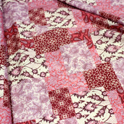 Tissu coton fin imprimé INDIENNES, patchwork rose de motifs floraux et arabesques - STANDARD 100 OEKO - TEX - TissusPapi.com