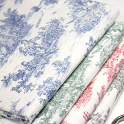 Tissu coton renforcé TOILE DE JOUY grande largeur 280cm : bleu, rouge, vert, gris - OEKO - TEX - TissusPapi.com