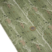 Tissu cotonnade vert aux ours dans les arbres, collection AUTOMNE - STANDARD 100 OEKO - TEX - TissusPapi.com