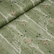 Tissu cotonnade vert aux ours dans les arbres, collection AUTOMNE - STANDARD 100 OEKO - TEX - TissusPapi.com