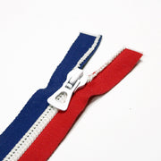Fermeture à glissière séparable 55cm tricolore bleu blanc rouge - Fabrication française - TissusPapi.com